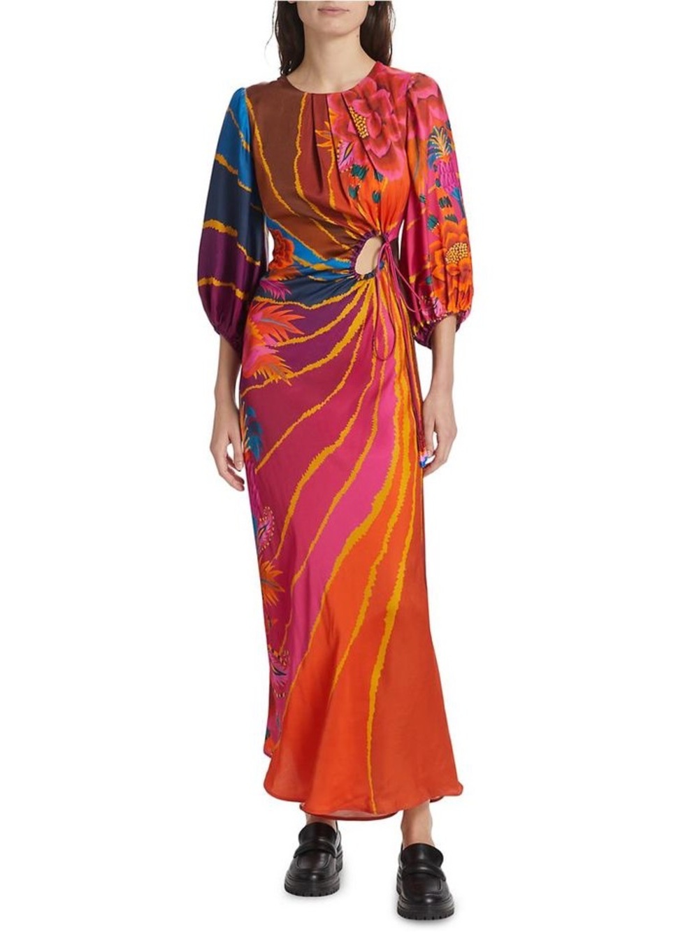 FARM Rio Vintage Wave Midi Dress XXS NWT